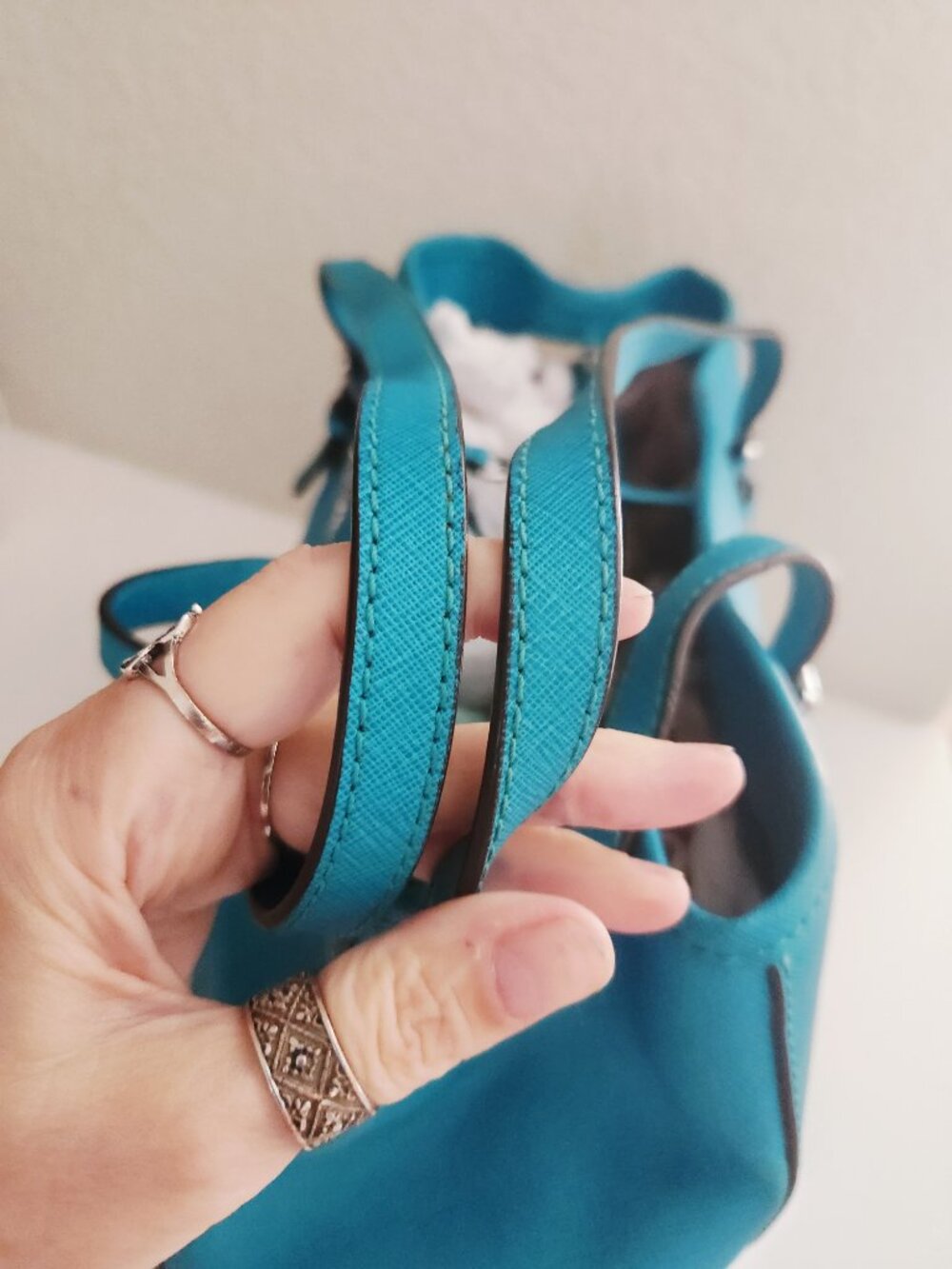 New Michael Kors Blue/Green Tote Bag Purse - Picture 6 of 13